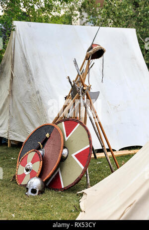 Boucliers Viking, le festival islandais du Manitoba, Gimli, Manitoba, Canada. Banque D'Images