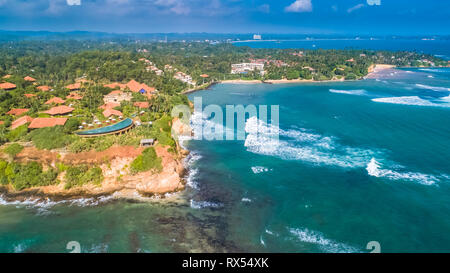 Vue aérienne. Le Weligama, Sri Lanka. Banque D'Images