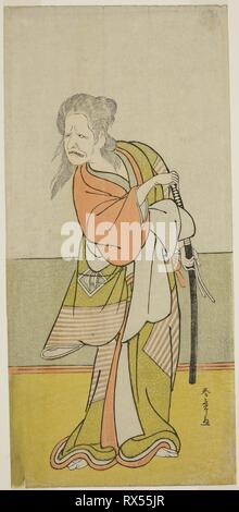 L'Acteur Nakajima Kanzaemon III comme Yaguchi no Karasu-baba dans la pièce Nitta Hono Daimyojin, joué au Théâtre Morita dans le Septième Mois, 1777. Katsukawa Shunsho ? ?  ? ? ; Japonais, 1726-1792. Date : 1772-1782. Dimensions : 31,3 x 14,7 cm (5 5/16 x 12 13/16 in.). Gravure sur bois en couleur ; hosoban ; d'un multisheet la composition. Origine : Japon. Musée : le Chicago Art Institute. Banque D'Images