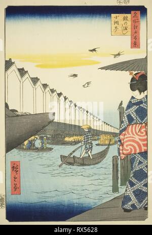 Ferry, Koami Yoroi-cho (Yoroi no watashi Koami-cho), à partir de la série "Cent vues célèbres d'Edo (Edo Meisho hyakkei)'. Utagawa Hiroshige ? ?  ? ? ; Japonais, 1797-1858. Date : 1857. Dimensions : 35,3 x 24 cm (13 7/8 x 9 7/16 in.). Gravure sur bois en couleur ; Oban. Origine : Japon. Musée : le Chicago Art Institute. Banque D'Images