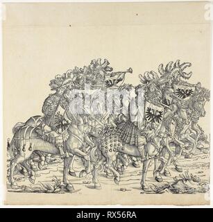 Triomphe de Maximilien. Hans Burgkmair, l'aîné, allemand, 1473-1531. Date : 1493-1531. Dimensions : 420 x 500 mm (déplié). Xylographie sur papier. Origine : Allemagne. Musée : le Chicago Art Institute. Banque D'Images