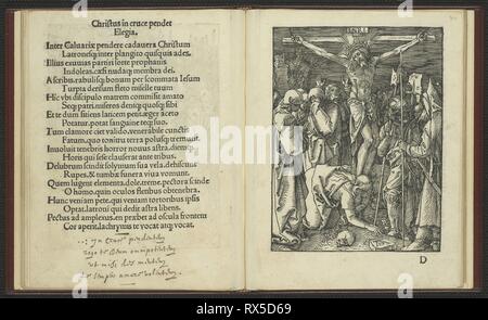 La Petite Passion sur bois. Albrecht Dürer, allemand, 1471-1528. Date : 1511. Dimensions : 159 x 119 mm. La typographie et la gravure sur bois en noir, avec des ajouts à la plume et encre brune sur papier vergé crème, en plein veau rouge moderne, cousus sur des bandes, avec des filets aveugles autour des bords des conseils scolaires, des lignes et de l'or aveugle de titres de propriété sur la colonne vertébrale, et bandeaux de soie cousus à la main. Origine : Allemagne. Musée : le Chicago Art Institute. Banque D'Images