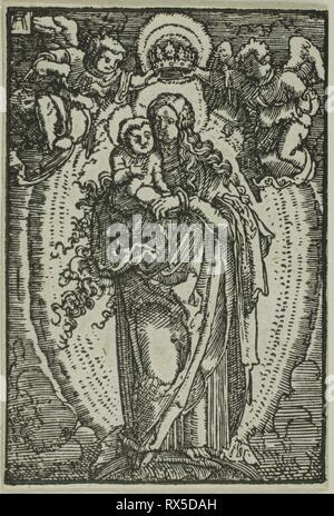 Le couronnement de la Vierge, de la chute et de la rédemption de l'homme. Albrecht, Allemand, c.1480-1538 ;. Date : 1510-1518. Dimensions : 72 x 49 mm (image/block/feuille). Gravure en noir sur papier vergé ivoire. Origine : Allemagne. Musée : le Chicago Art Institute. Banque D'Images