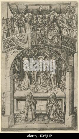 La grande vierge d'Einsiedeln. Maître E. S. ; allemand, actif c. 1450-1467. Date : 1466. Dimensions : 206 x 122 mm (plaque) ; 209 x 125 mm (feuille). Gravure en noir sur papier vergé ivoire. Origine : Allemagne. Musée : le Chicago Art Institute. Banque D'Images