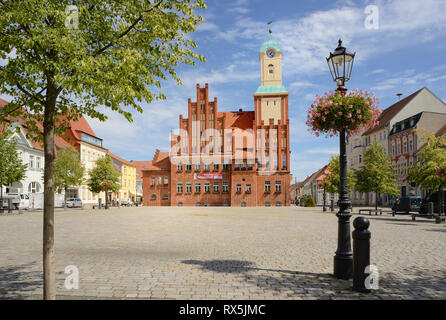 Hôtel de ville et la place du marché, de Wittstock, Wittstock an der Dosse, Brandebourg, Allemagne Banque D'Images