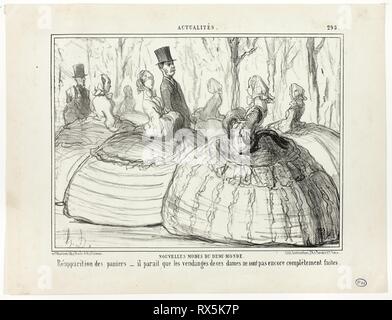 Nouveau mode de l'Half-World. Réapparition des paniers - il semble que ces dames ne sont pas encore tout à fait terminé avec leur récolte, la plaque de 295 Actualités. Daumier Honoré-Victorin ; français, 1808-1879. Date : 1856. Dimensions : 228 x 272 mm (image) ; 270 x 354 mm (feuille). Lithographie en noir sur papier vélin ivoire. Origine : France. Musée : le Chicago Art Institute. Banque D'Images