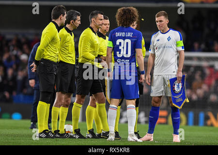 7 mars 2019, Stamford Bridge, Londres, l'UEFA Europa League , ronde de 16, Chelsea vs Dynamo Kiev : la médaille, c'est lancée dans le crédit sont : Phil Westalke/News Images Banque D'Images