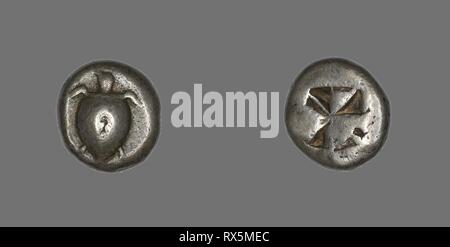 Stater (Coin) représentant une tortue de mer. Le grec. Date : 650 BC-600 BC. Dimensions : diam. 2 cm ; 12,22 g. L'argent. Origine : Grèce. Musée : le Chicago Art Institute. Auteur : grec ancien. Banque D'Images