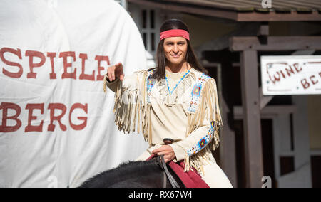 Bad Segeberg, Allemagne. 05Th Mar, 2019. L'acteur Alexander Klaws (Winnetou), enregistrées au cours d'une conférence de presse pour présenter les principaux acteurs de la Jeux Karl May. Crédit : Daniel Reinhardt/dpa/Alamy Live News Banque D'Images