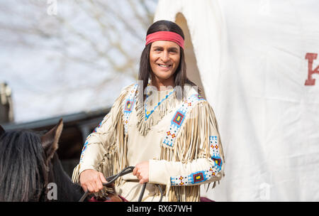 Bad Segeberg, Allemagne. 05Th Mar, 2019. L'acteur Alexander Klaws (Winnetou), enregistrées au cours d'une conférence de presse pour présenter les principaux acteurs de la Jeux Karl May. Crédit : Daniel Reinhardt/dpa/Alamy Live News Banque D'Images