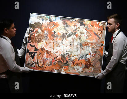 Veuillez NOTER QUE TOUTES LES IMAGES SOUS EMBARGO JUSQU'AU VENDREDI 8 MARS À 23:00. Londres, Royaume-Uni. 8Th Mar 2019. Cecily Brown, encore être intitulé Estimation £350 000 - 550 000 dollars chez Christie's exposition d'art de la collection du regretté George Michael, présentant des oeuvres de Damien Hirst, Tracey Emin et Marc Quinn, de sa prochaine Collection George Michael le soir et les enchères en ligne, sur avis au public du 9 au 15 mars 2019. Credit : Nils Jorgensen/Alamy Live News Banque D'Images