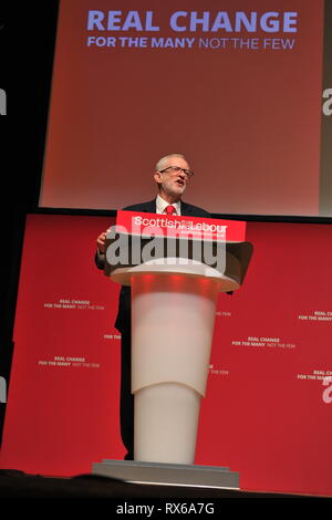 Dundee, Royaume-Uni. 8 mars 2019. Leader du travail - adresses Jeremy Corbyn conférence avec un discours. Crédit : Colin Fisher/Alamy Live News Banque D'Images