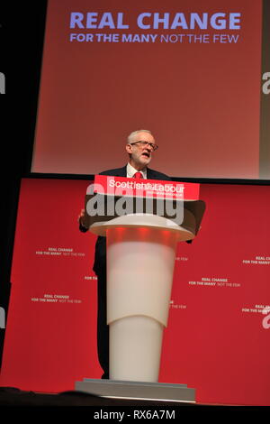 Dundee, Royaume-Uni. 8 mars 2019. Leader du travail - adresses Jeremy Corbyn conférence avec un discours. Crédit : Colin Fisher/Alamy Live News Banque D'Images