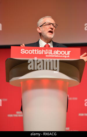 Dundee, Royaume-Uni. 8 mars 2019. Leader du travail - adresses Jeremy Corbyn conférence avec un discours. Crédit : Colin Fisher/Alamy Live News Banque D'Images