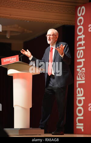 Dundee, Royaume-Uni. 8 mars 2019. Leader du travail - adresses Jeremy Corbyn conférence avec un discours. Crédit : Colin Fisher/Alamy Live News Banque D'Images