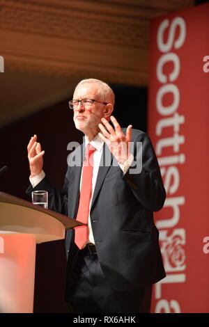 Dundee, Royaume-Uni. 8 mars 2019. Leader du travail - adresses Jeremy Corbyn conférence avec un discours. Crédit : Colin Fisher/Alamy Live News Banque D'Images