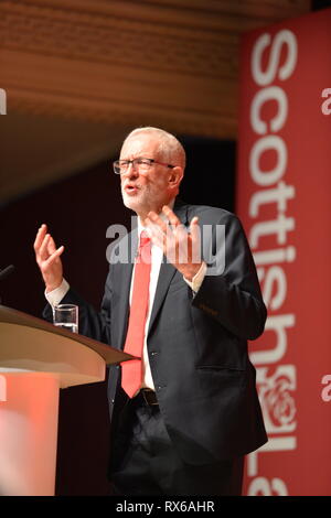 Dundee, Royaume-Uni. 8 mars 2019. Leader du travail - adresses Jeremy Corbyn conférence avec un discours. Crédit : Colin Fisher/Alamy Live News Banque D'Images