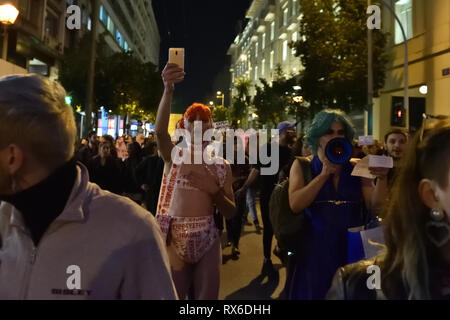 Athènes, Grèce. 8Th Mar 2019. Des centaines de prendre part à une manifestation pour les droits des femmes lors de la Journée internationale de la femme à Athènes, Grèce. Crédit : Nicolas Koutsokostas/Alamy Live News. Banque D'Images