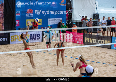 Sydney, Australie, le 9 mars 2019. Journée au quart de finale de 2019, un Volleyfest FIVB Beach Volleyball World Tour tournoi organisé pour la 5ème fois à Manly Beach à Sydney, Australie. Samedi 9 mars 2019. Crédit : martin berry/Alamy Live News Banque D'Images