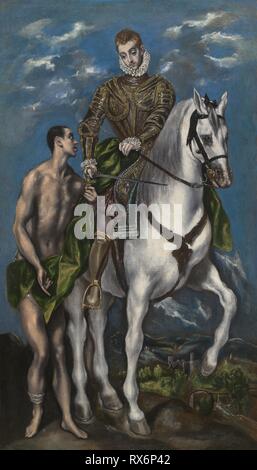 Saint Martin et le mendiant. (El Greco Domenikos Theotokopoulos) ; Grec, actif en Espagne, 1541-1614. Date : 1597-1600. Dimensions : 43 × 24 5/16 13/16 in. (110 × 63 cm) ; surface peinte d'origine : 42 x 22 7/8 à 5/16. (107,5 × 58 cm). Huile sur toile. Origine : Espagne. Musée : le Chicago Art Institute. Banque D'Images