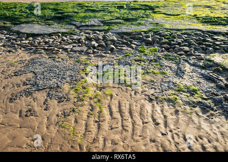 Marée basse sur la plage de Cabourg, France Banque D'Images