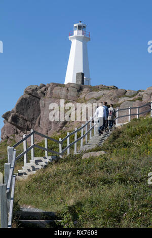 Le phare de Cape Spears et escaliers, le phare du cap Spear National Historic Site, Terre-Neuve, Canada Banque D'Images