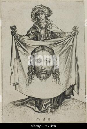 Saint Veronica. Martin Schongauer ; allemand, c. 1450-1491. Date : 1450-1491. Dimensions : 87 × 60 mm. Gravure sur papier. Origine : Allemagne. Musée : le Chicago Art Institute. Banque D'Images