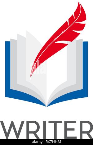 Logo Vector écrivain. Livre sur l'encrier Illustration de Vecteur