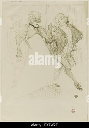 Réjane et Galipaux, dans Madame Sans-gêne. Henri de Toulouse-Lautrec ; français, 1864-1901. Date : 1893. Dimensions : 315 × 266 mm (image) ; 388 × 282 mm (feuille). Lithographie en couleur sur vélin crème. Origine : France. Musée : le Chicago Art Institute. Banque D'Images