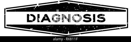 Diagnostic noir grunge hexagone word joint en caoutchouc stamp sur fond blanc Illustration de Vecteur