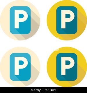 Télévision icônes de design. Panneau routier indiquant un parking gratuit. Illustration de Vecteur