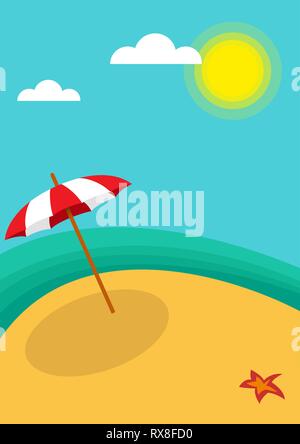 Vector abstract parasol sur la plage, l'été fond vertical concept Illustration de Vecteur