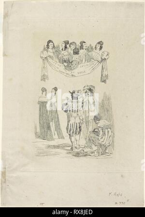 Le cabinet satyrique. Félicien Rops ; 1833-1898, Belge. Date : 1864. Dimensions : 128 × 90 mm (image) ; 223 × 156 mm (feuille). Gravure sur chine gris. Origine : Belgique. Musée : le Chicago Art Institute. Banque D'Images