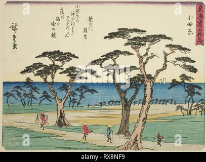 Odawara, de la série "Cinquante-trois Stations du Tokaido (Tokaido gojusan tsugi), aussi connu comme le Tokaido avec poème (iri Kyoka Tokaido). Utagawa Hiroshige ? ?  ? ? ; Japonais, 1797-1858. Date : 1832-1847. Dimensions : 17,1 × 22,8 cm (6 11/16 x 8 15/16 in.). Gravure sur bois en couleur ; chuban. Origine : Japon. Musée : le Chicago Art Institute. Banque D'Images