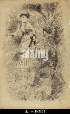 La descente du sommet : Jean Martin les plans tremblotants Hélène, la Fille du banquier (recto) ; le croquis d'une femme demi-longueur (verso). Pierre Auguste Renoir ; français, 1841-1919. Date : 1881. Dimensions : 492 × 319 mm. Craie noire (recto et verso) sur papier vergé crème (décolorées pour tan). Origine : France. Musée : le Chicago Art Institute. Banque D'Images