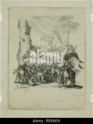 Le Christ portant la croix, de la petite Passion. Jacques Callot ; français, 1592-1635. Date : 1612-1635. Dimensions : 78 × 59 mm. Gravure sur papier vergé ivoire. Origine : France. Musée : le Chicago Art Institute. Banque D'Images