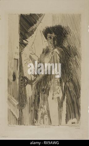 Rosita Mauri. Anders Zorn, suédois, 1860-1920. Date : 1889. Dimensions : 219 x 143 mm (image) ; 238 x 159 mm (plaque) ; 270 x 173 mm (feuille). Gravure sur papier vélin ivoire. Origine : Suède. Musée : le Chicago Art Institute. Banque D'Images