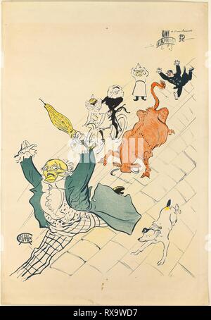 La vache enragée. Henri de Toulouse-Lautrec ; français, 1864-1901. Date : 1896. Dimensions : 798 × 598 mm (image) ; 950 × 652 mm (feuille). Affiche lithographie couleur sur vélin crème. Origine : France. Musée : le Chicago Art Institute. Banque D'Images