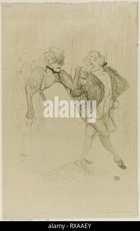 Réjane et Galipaux, dans Madame Sans-gêne. Henri de Toulouse-Lautrec ; français, 1864-1901. Date : 1893. Dimensions : 320 × 267 mm (image) ; 468 × 293 mm (feuille). Lithographie couleur sur papier Japon crème prévues. Origine : France. Musée : le Chicago Art Institute. Banque D'Images