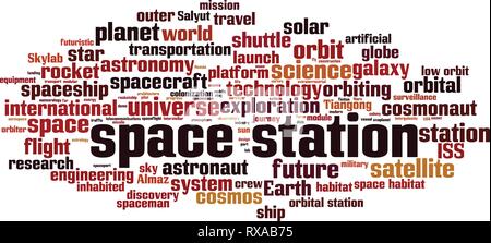 La station de l'espace mot concept cloud. Vector illustration Illustration de Vecteur