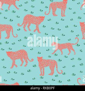 Transparente motif léopard corail. Vector illustration pour la carte postale, textile, tissu, papier d'emballage, l'emballage et l'arrière-plan. Illustration de Vecteur