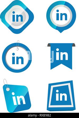 Dans Linkedin Social media icons set Vector Illustrator Logo historique, les médias, l'icône, snapchat, facebook, instagram, twitter, whatsapp, set, réseau, Illustration de Vecteur