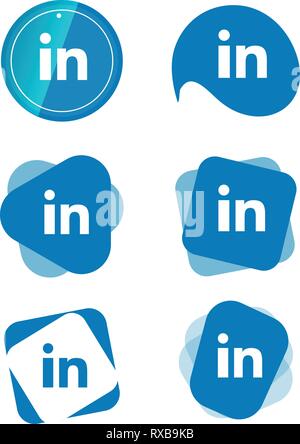 Dans Linkedin Social media icons set Vector Illustrator Logo historique, les médias, l'icône, snapchat, facebook, instagram, twitter, whatsapp, set, réseau, Illustration de Vecteur