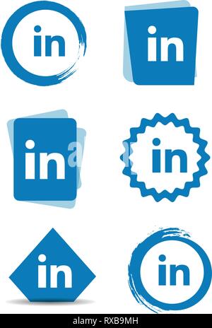 Dans Linkedin Social media icons set Vector Illustrator Logo historique, les médias, l'icône, snapchat, facebook, instagram, twitter, whatsapp, set, réseau, Illustration de Vecteur