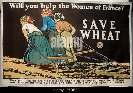 Allez-vous Aider les femmes de France ?. Edward Penfield (Américain, 1866-1925) ; imprimé par W. F. Pouvoirs lithographes de l'entreprise, publié par l'United States Food Administration. Date : 1917. Dimensions : 925 x 1420 mm. Lithographie en couleur sur vélin crème, fixées sur le linge. Origine : Etats Unis. Musée : le Chicago Art Institute. Banque D'Images