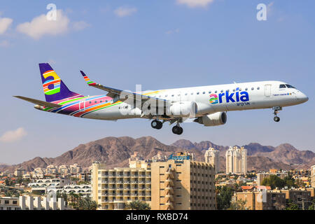 Eilat, Israël - 24 Février, 2019 : aperçu de l'aéroport à l'ancien aéroport international d'Eilat. Banque D'Images