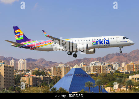 Eilat, Israël - 24 Février, 2019 : aperçu de l'aéroport à l'ancien aéroport international d'Eilat. Banque D'Images