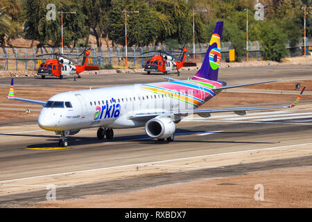Eilat, Israël - 24 Février, 2019 : aperçu de l'aéroport à l'ancien aéroport international d'Eilat. Banque D'Images