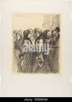 Allocation militaire. Théophile-Alexandre Steinlen ; français, né en Suisse, 1859-1923. Date : 1915. Dimensions : 329 × 267 mm (image) ; 511 × 376 mm (feuille). Lithographie en noir sur une teinte fauve sur d'épais papier vélin blanc cassé. Origine : France. Musée : le Chicago Art Institute. Banque D'Images