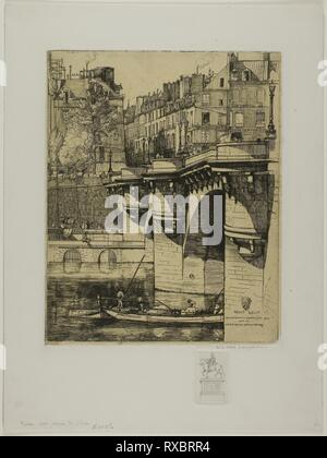 Le Pont Neuf, Paris. Donald Shaw MacLaughlan ; American, né au Canada, 1876-1938. Date : 1906. Dimensions : 240 x 195 mm (image/plaque) ; 45 x 28 mm (remarque de droit/plaque) ; 352 x 265 mm (support secondaire). Eau-forte en noir sur chine collé avec remarque gravée sur papier vélin blanc. Origine : Etats Unis. Musée : le Chicago Art Institute. Banque D'Images